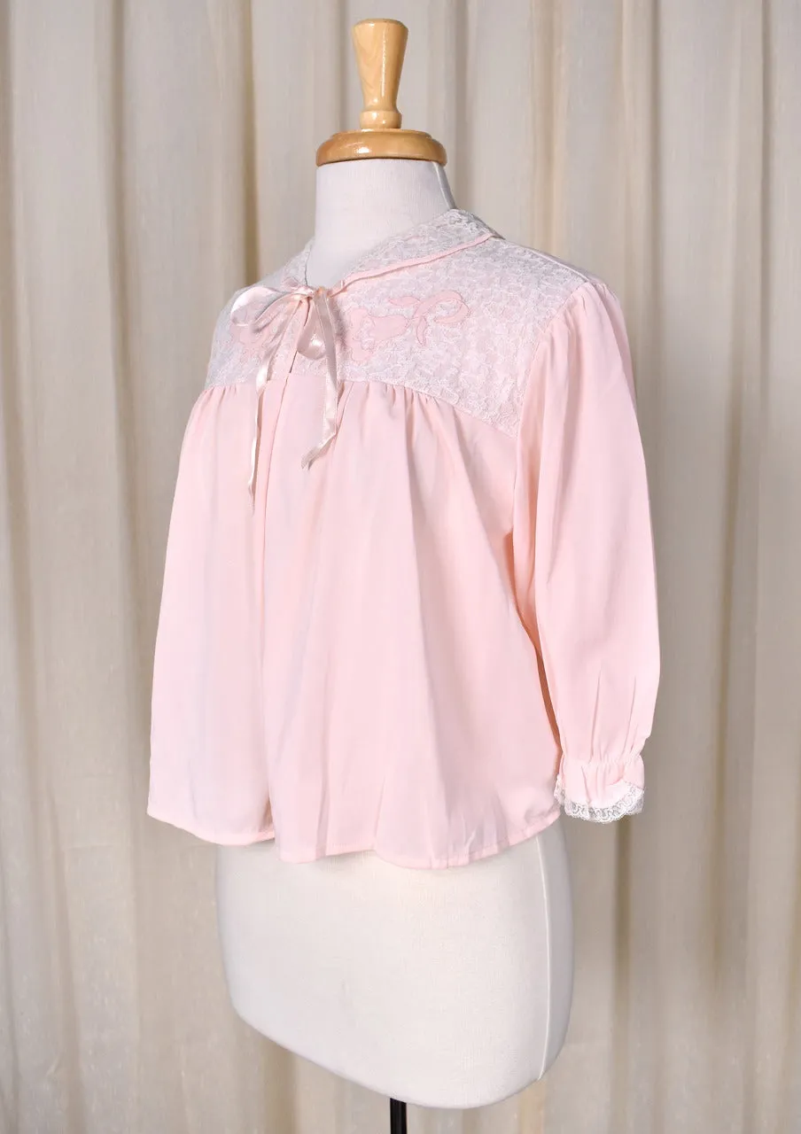 1950s Pink & Lace Collar Bed Jacket