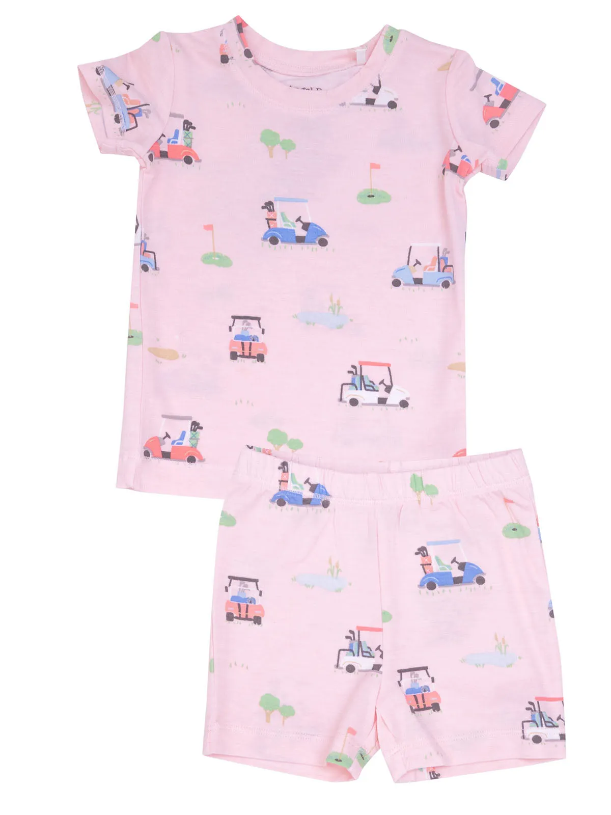 2-Piece Short Loungewear Set, Golf Carts Pink