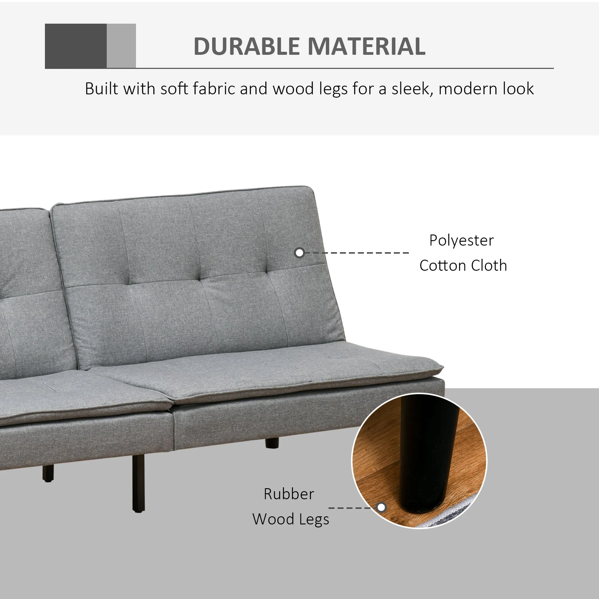 3 Position Sofa Bed - Grey