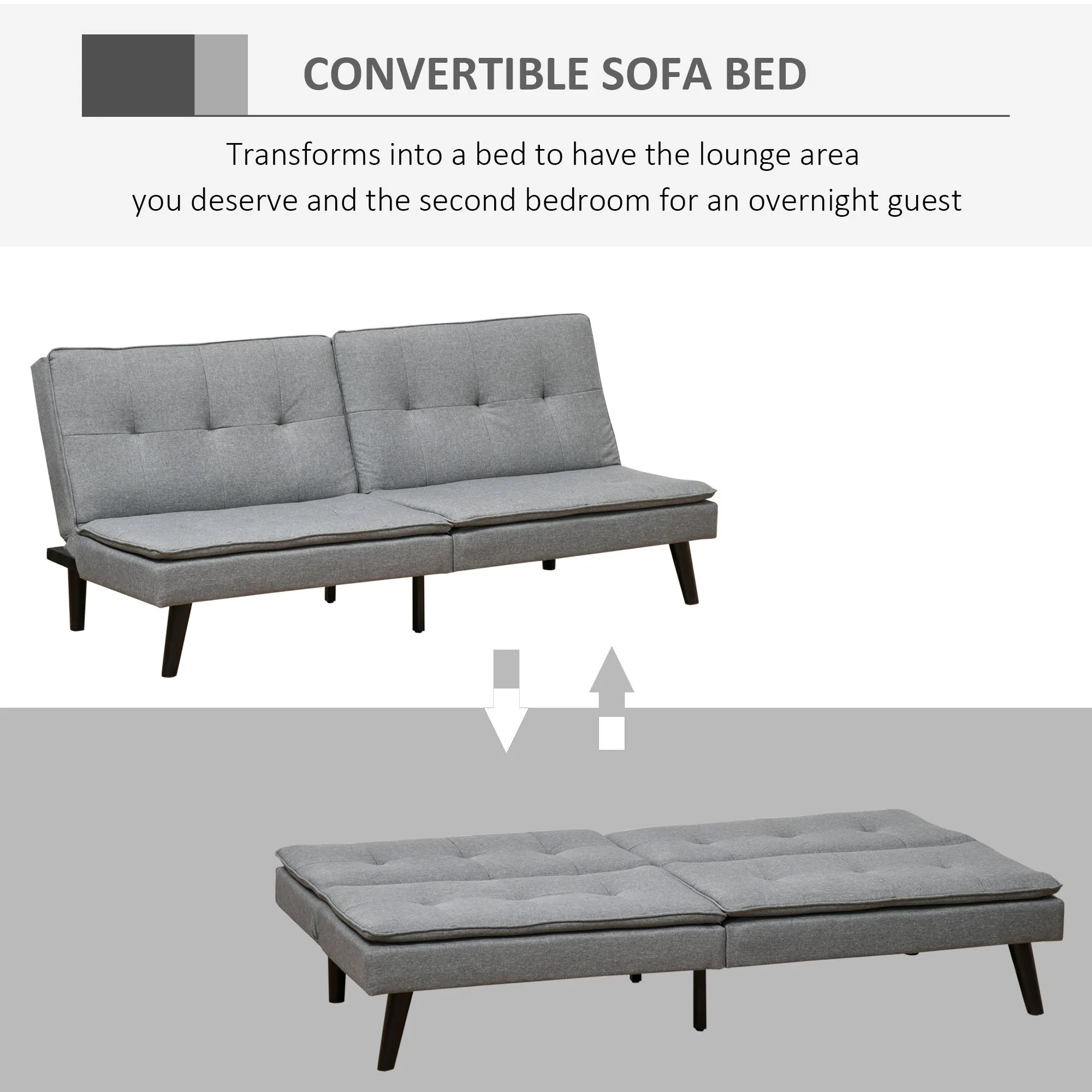 3 Position Sofa Bed - Grey