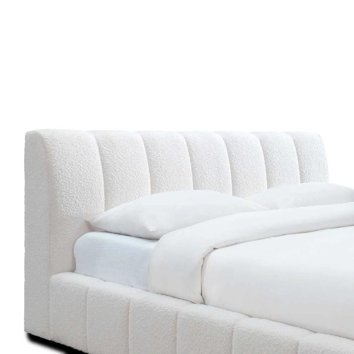 Allocco King Bed (White Boucle)