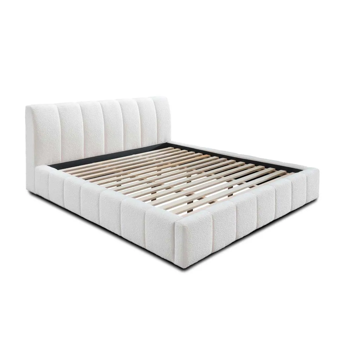 Allocco King Bed (White Boucle)