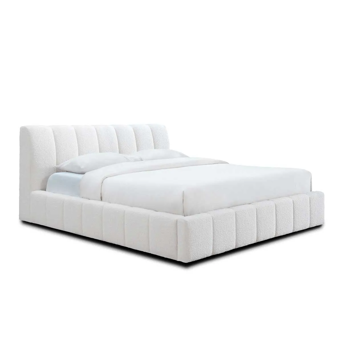 Allocco King Bed (White Boucle)