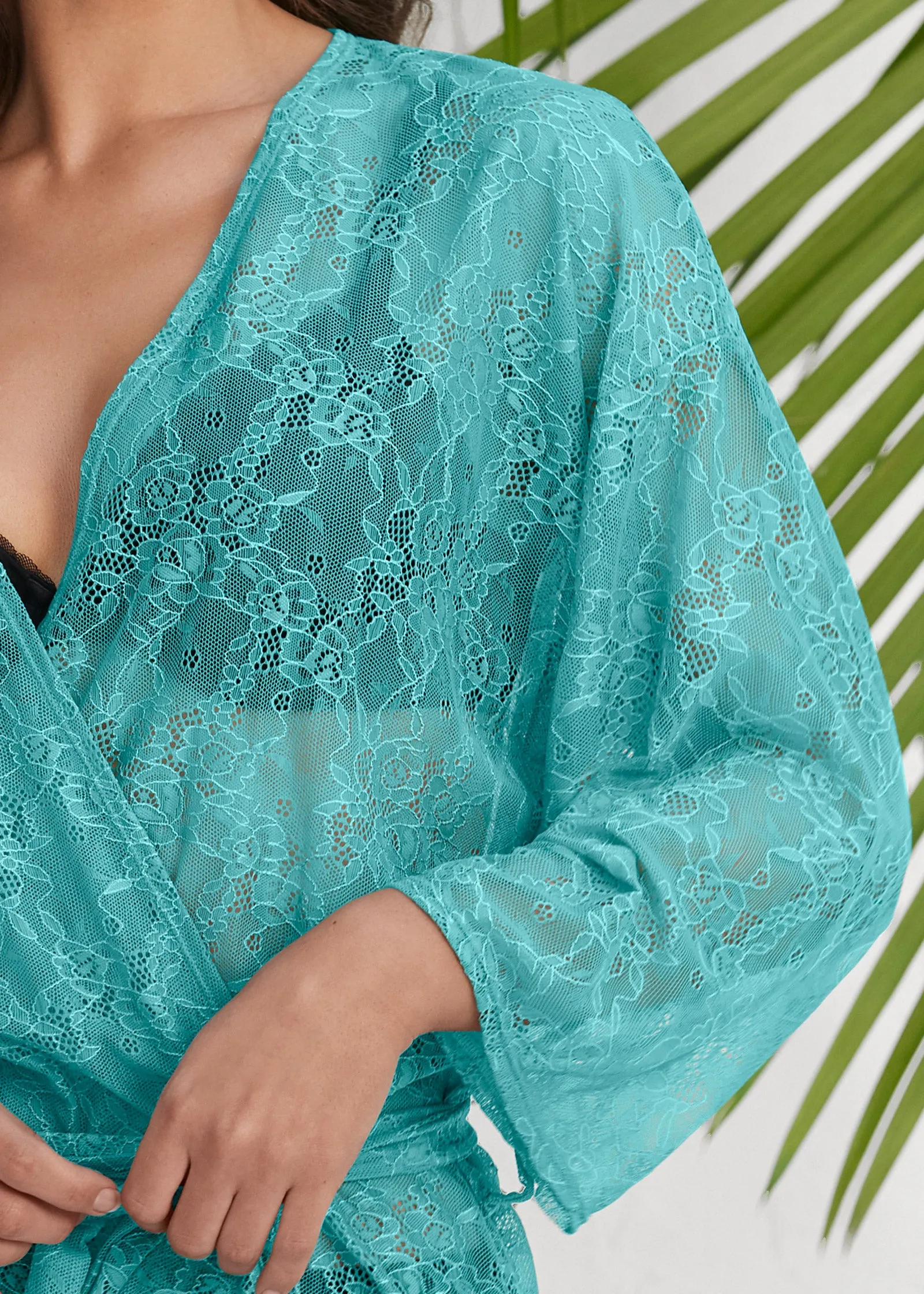 Allover Lace Robe - Teal