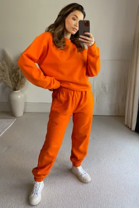 Aysel Neon Orange Oversized Sweatshirt and Joggers Loungewear Set