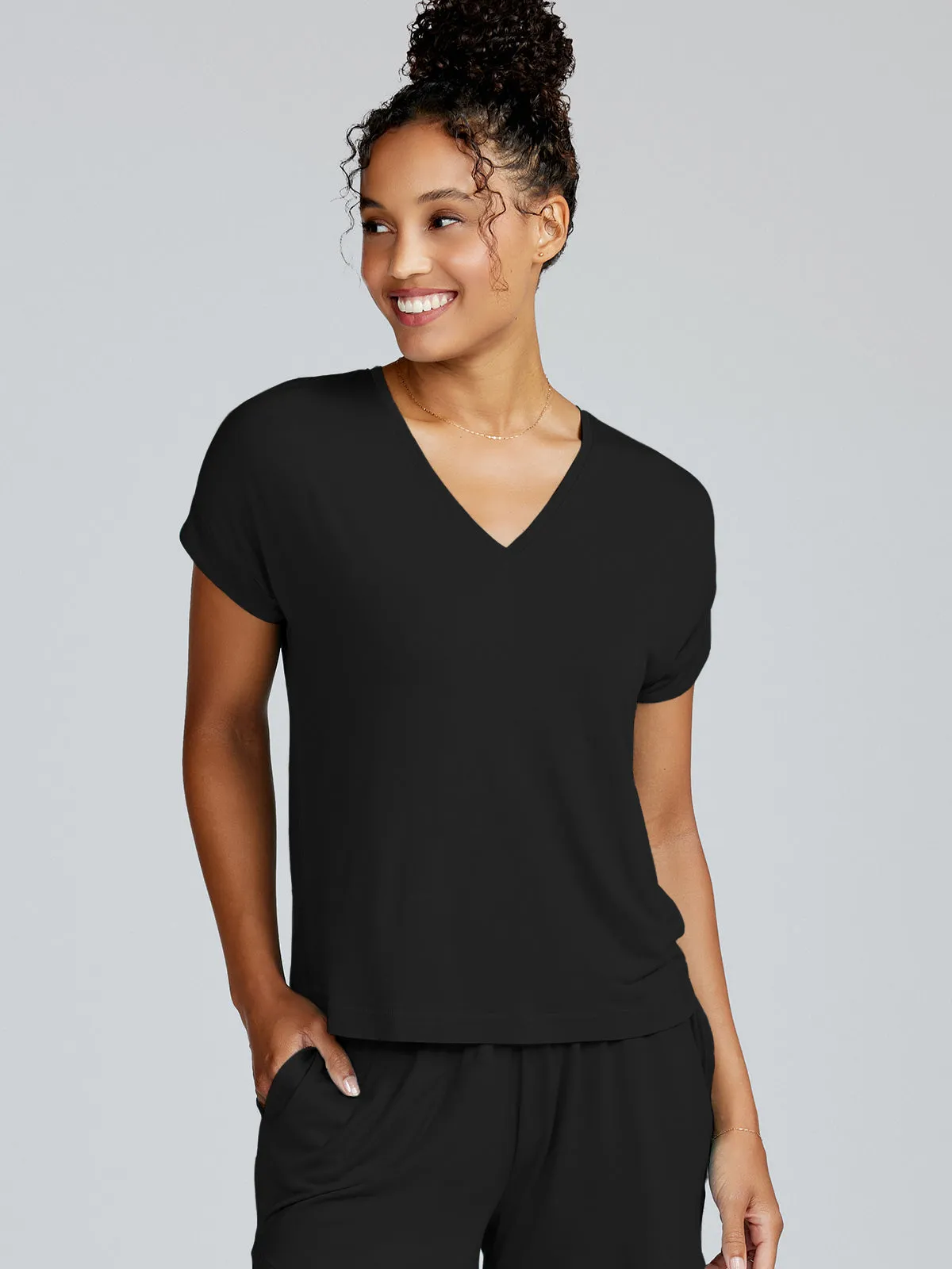 Bamboo Silk Sleep V-Neck T-Shirt