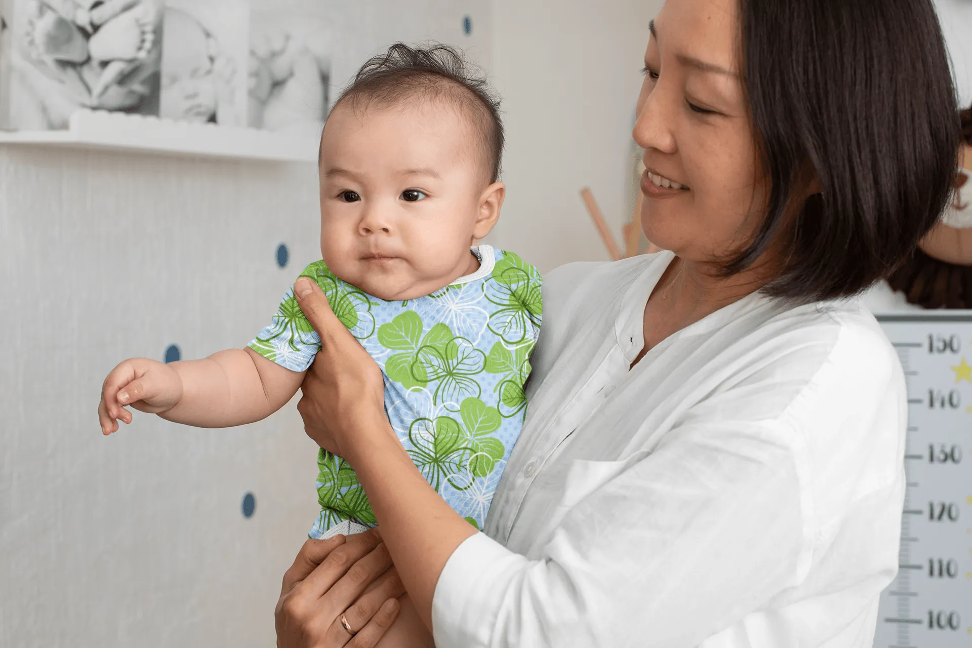 Blue White Clovers Onesie