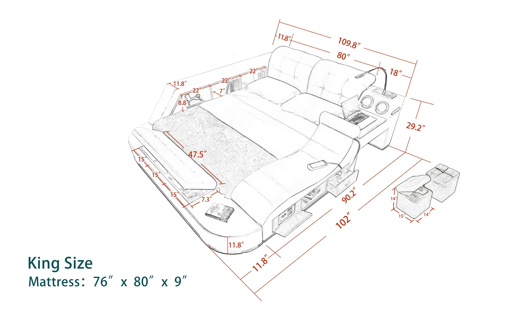 Smart Hariana Tech Ultimate Bed | All-In-One Bed in Brown Color