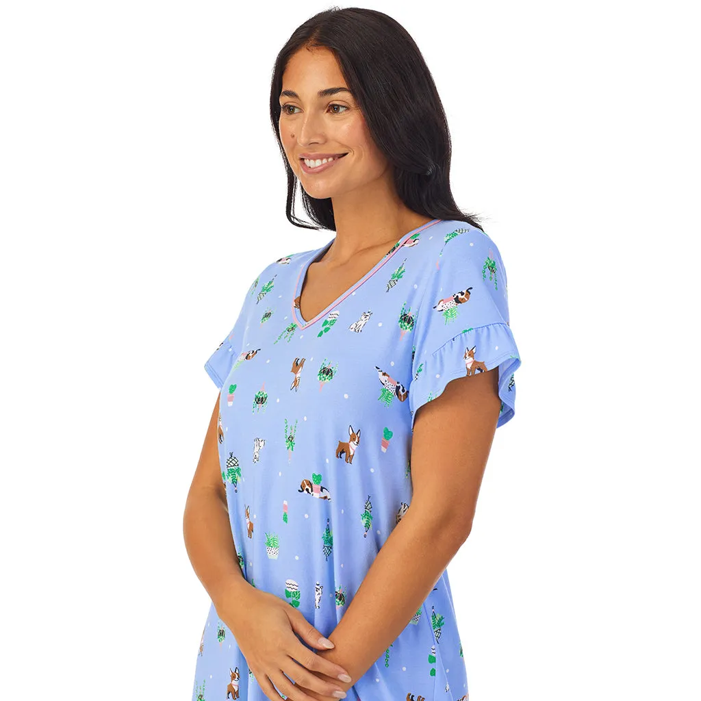 Cotton-Blend Short Sleeve Sleep Shirt