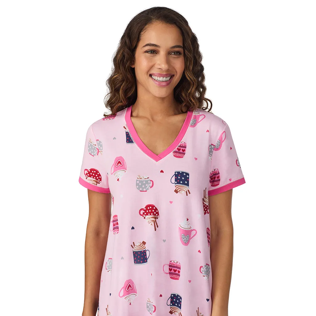 Cotton-Blend Short Sleeve Sleep Shirt