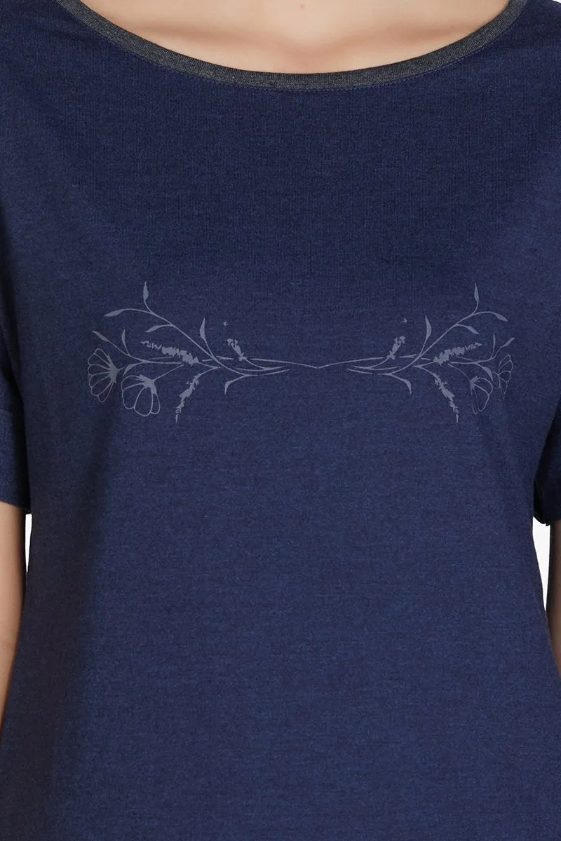 Cotton Blend Sleep T-shirt - Navy