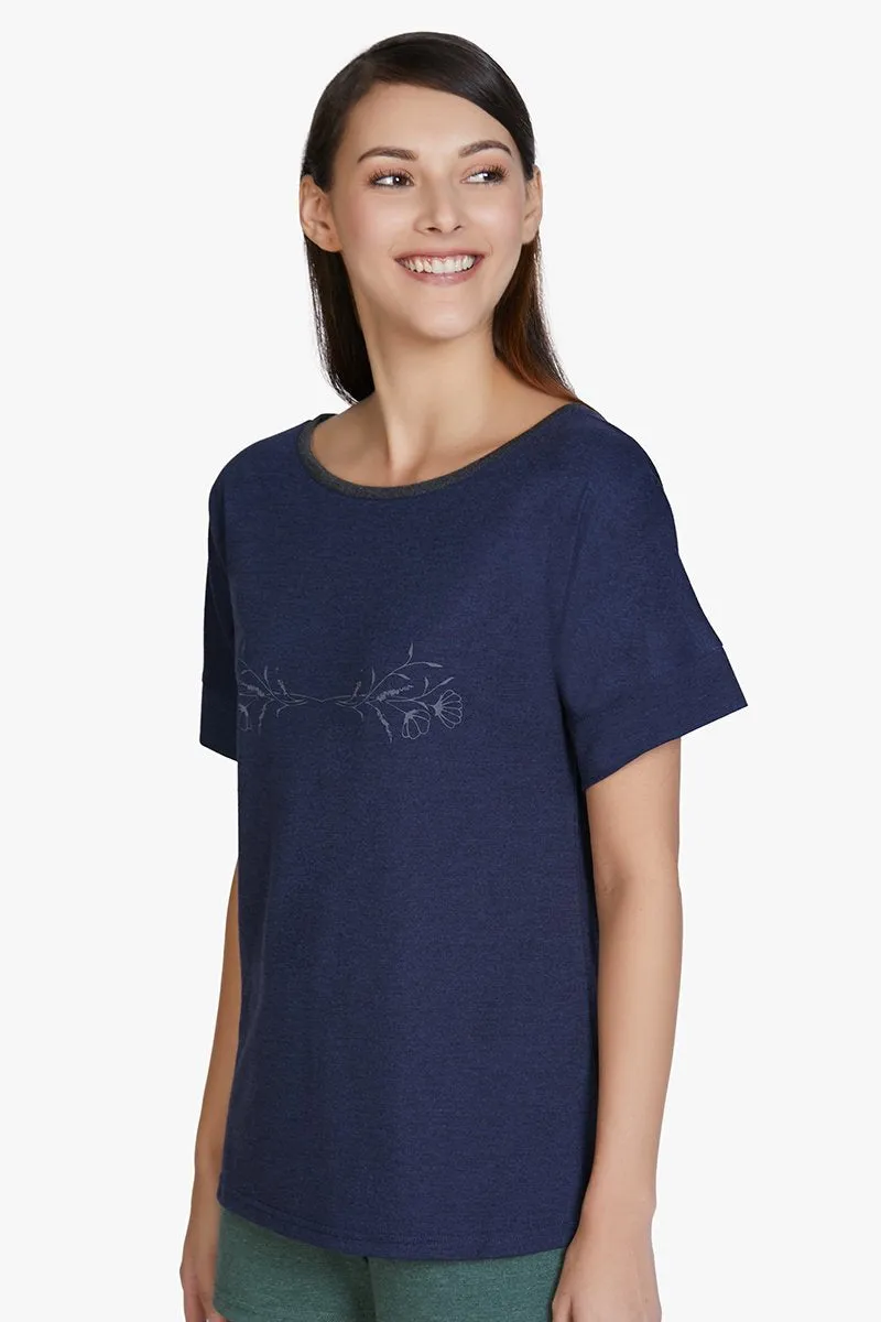 Cotton Blend Sleep T-shirt - Navy