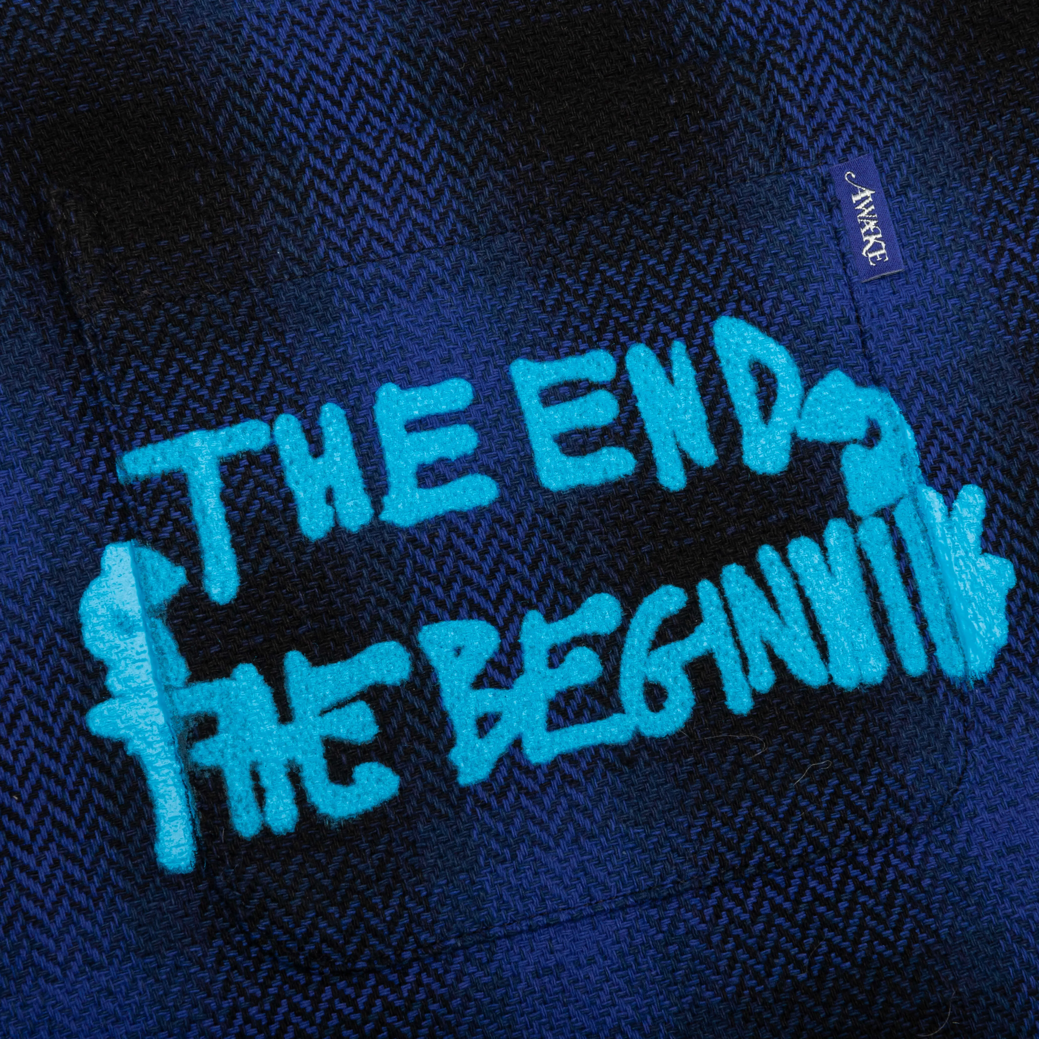 End and Beginning Embroidered Flannel - Blue