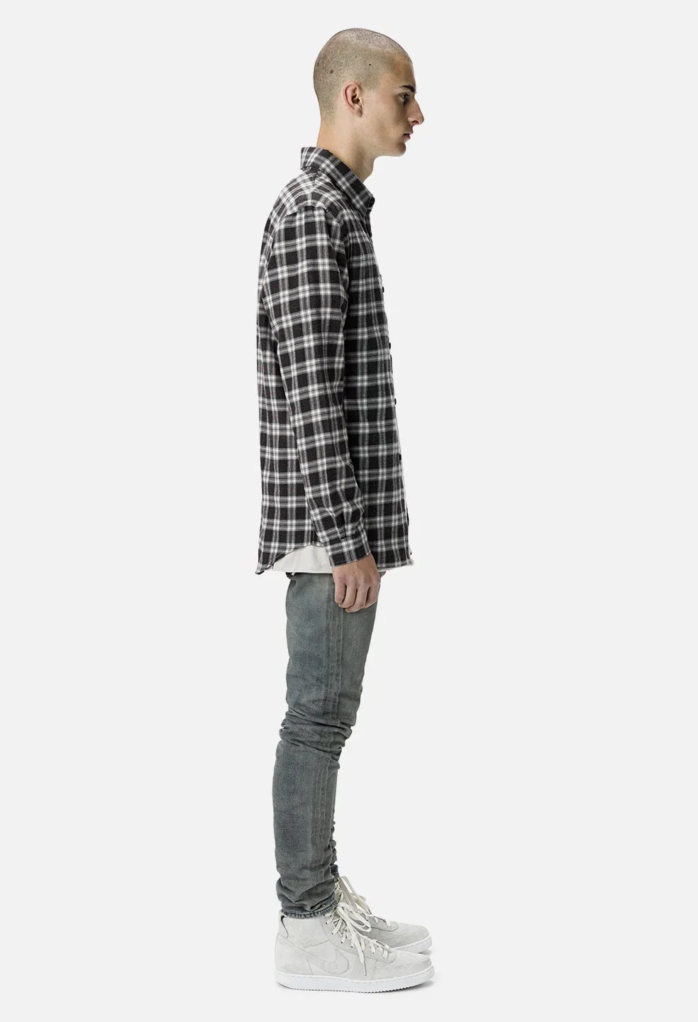 Flannel Button Up / Grey x Red