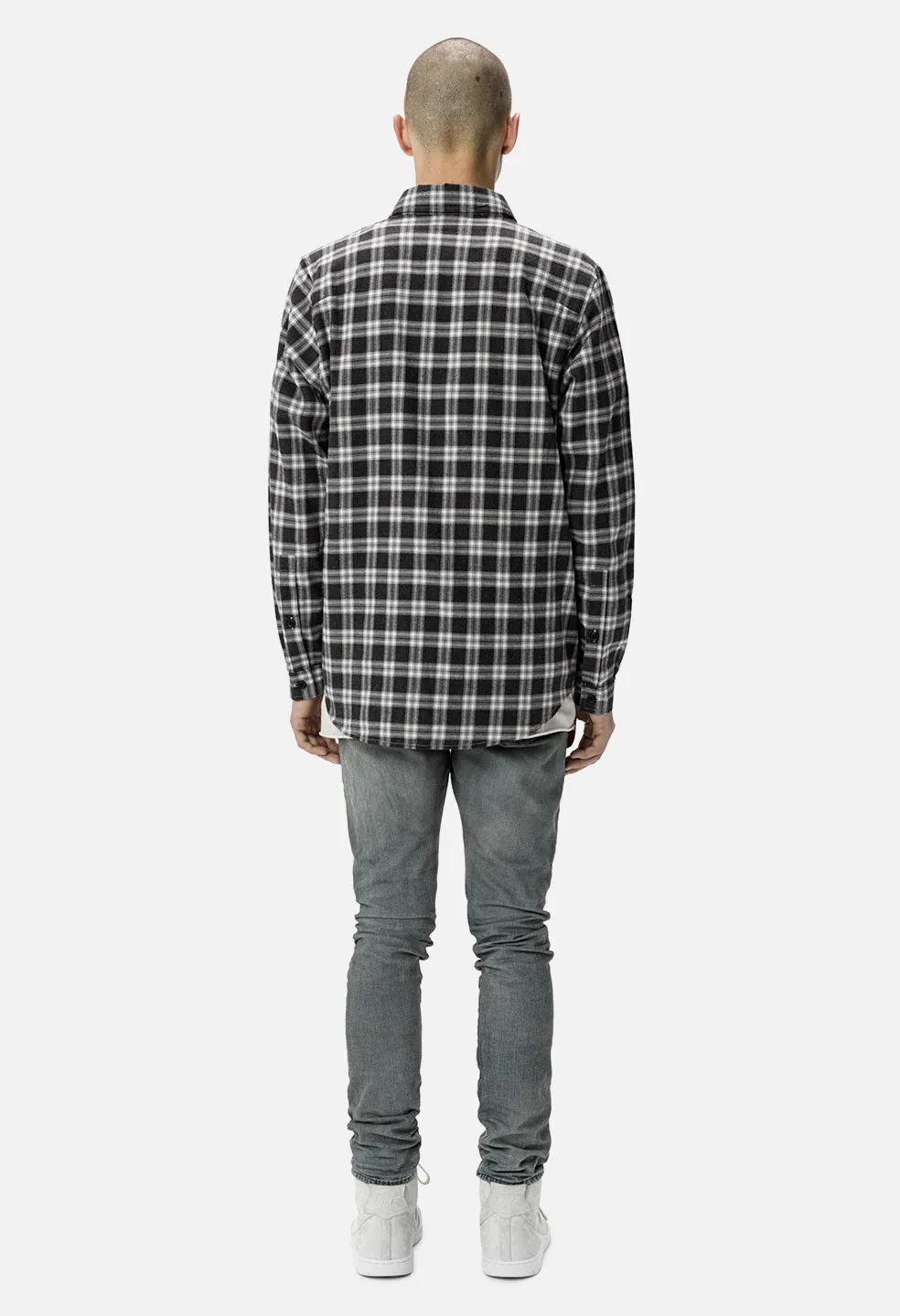 Flannel Button Up / Grey x Red