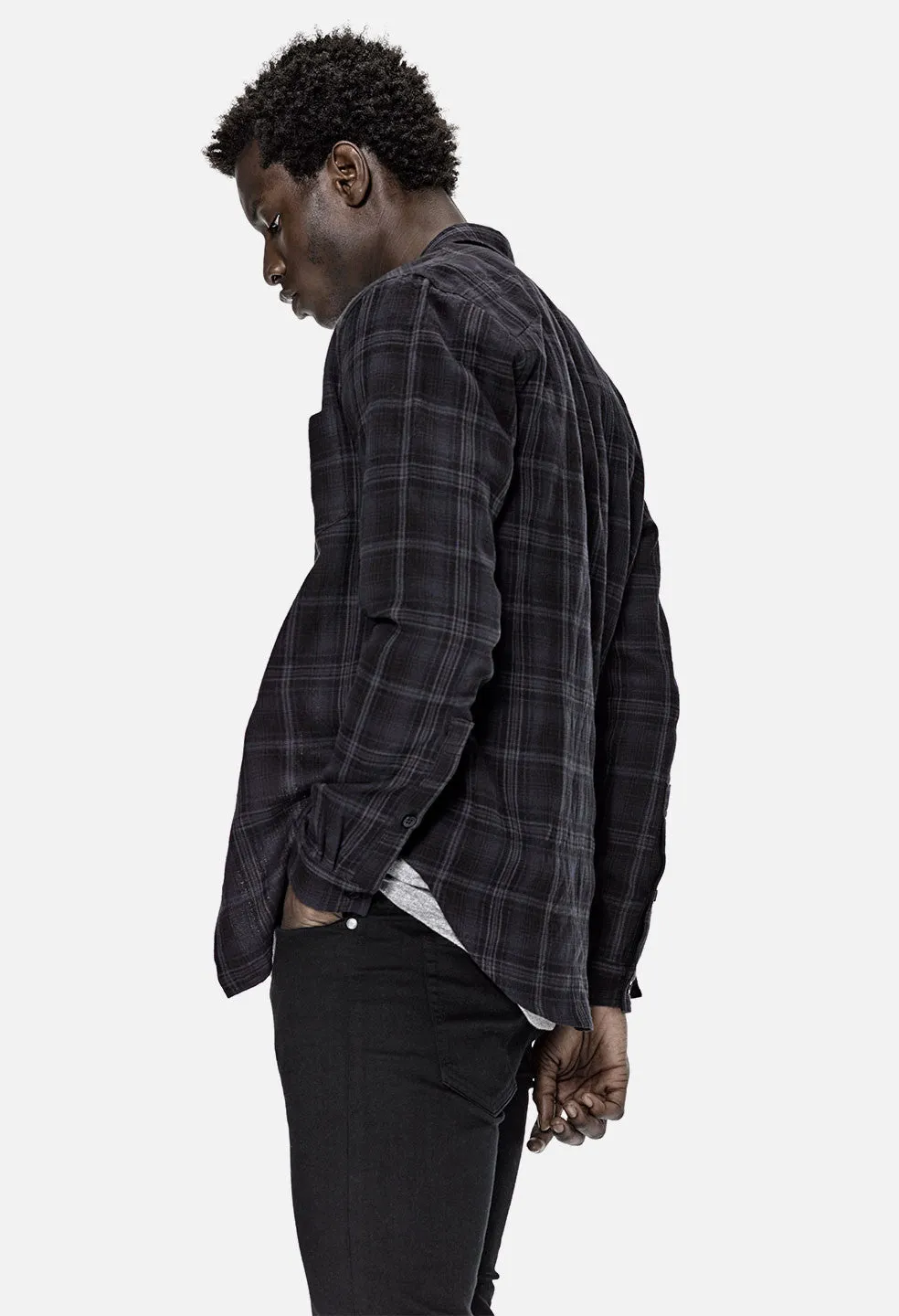 FLANNEL BUTTON UP / SLATE