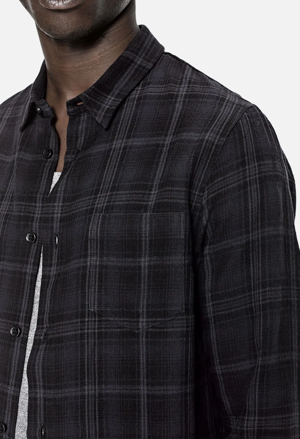 FLANNEL BUTTON UP / SLATE