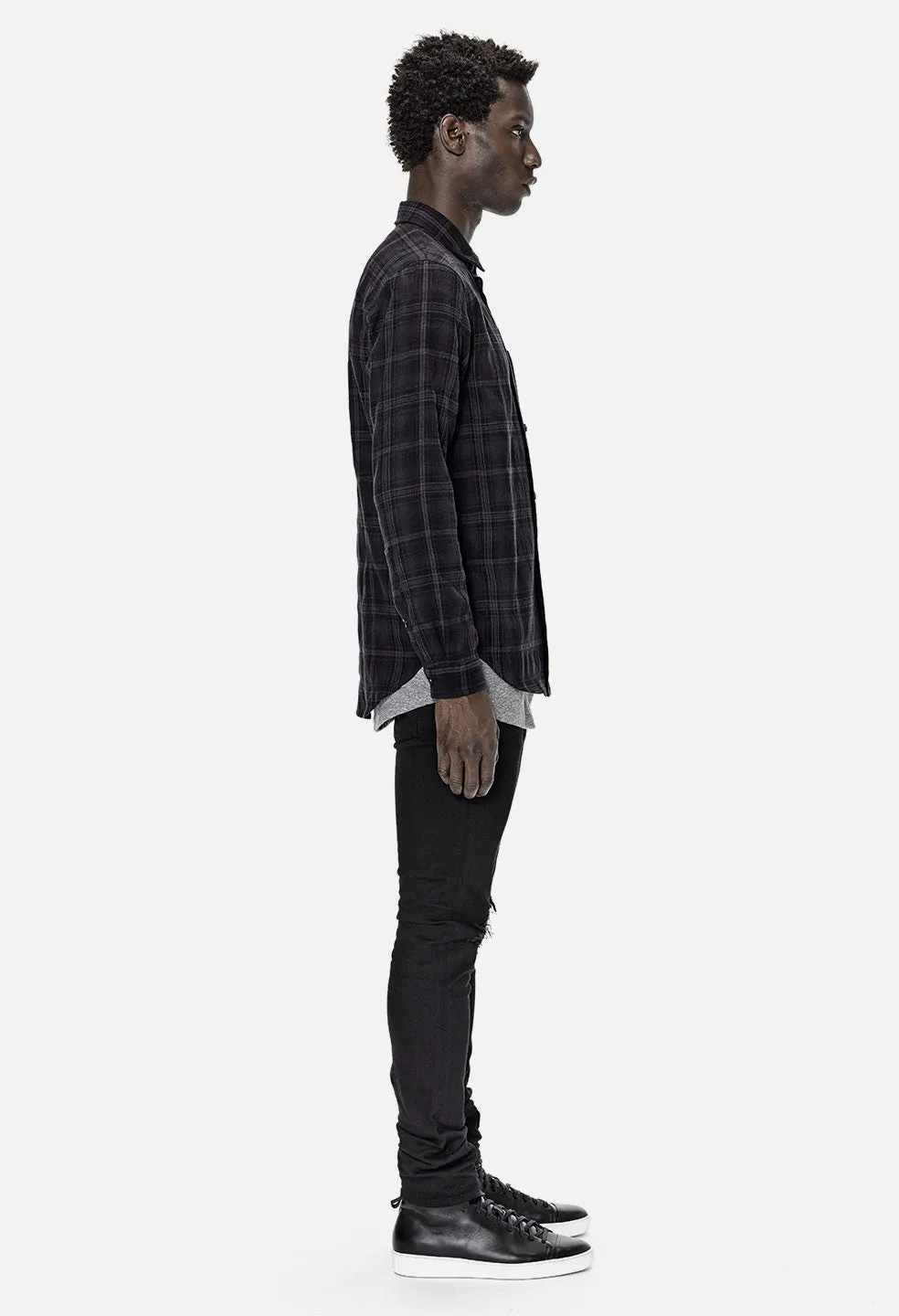 FLANNEL BUTTON UP / SLATE