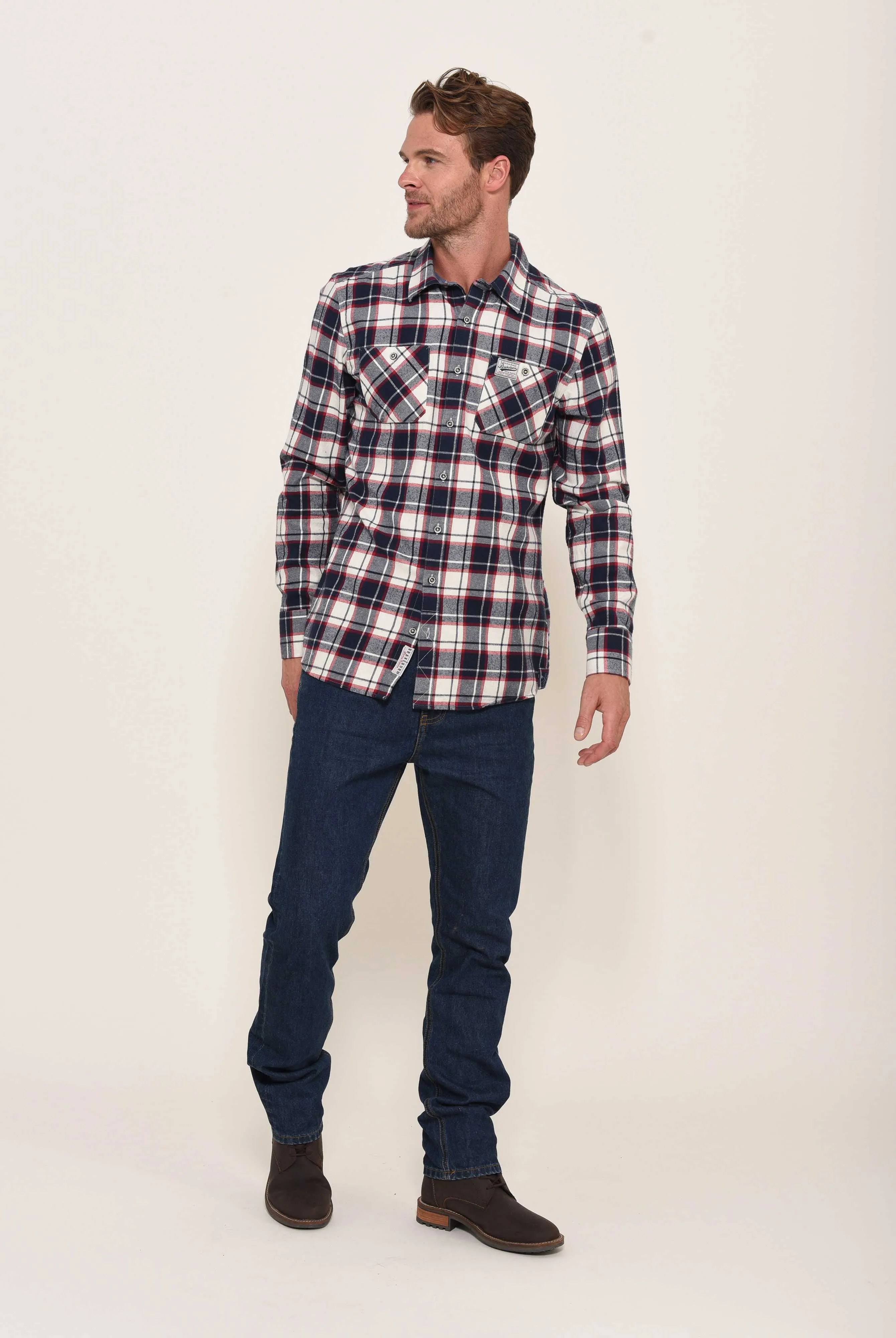 Flannel Check Shirt Ecru