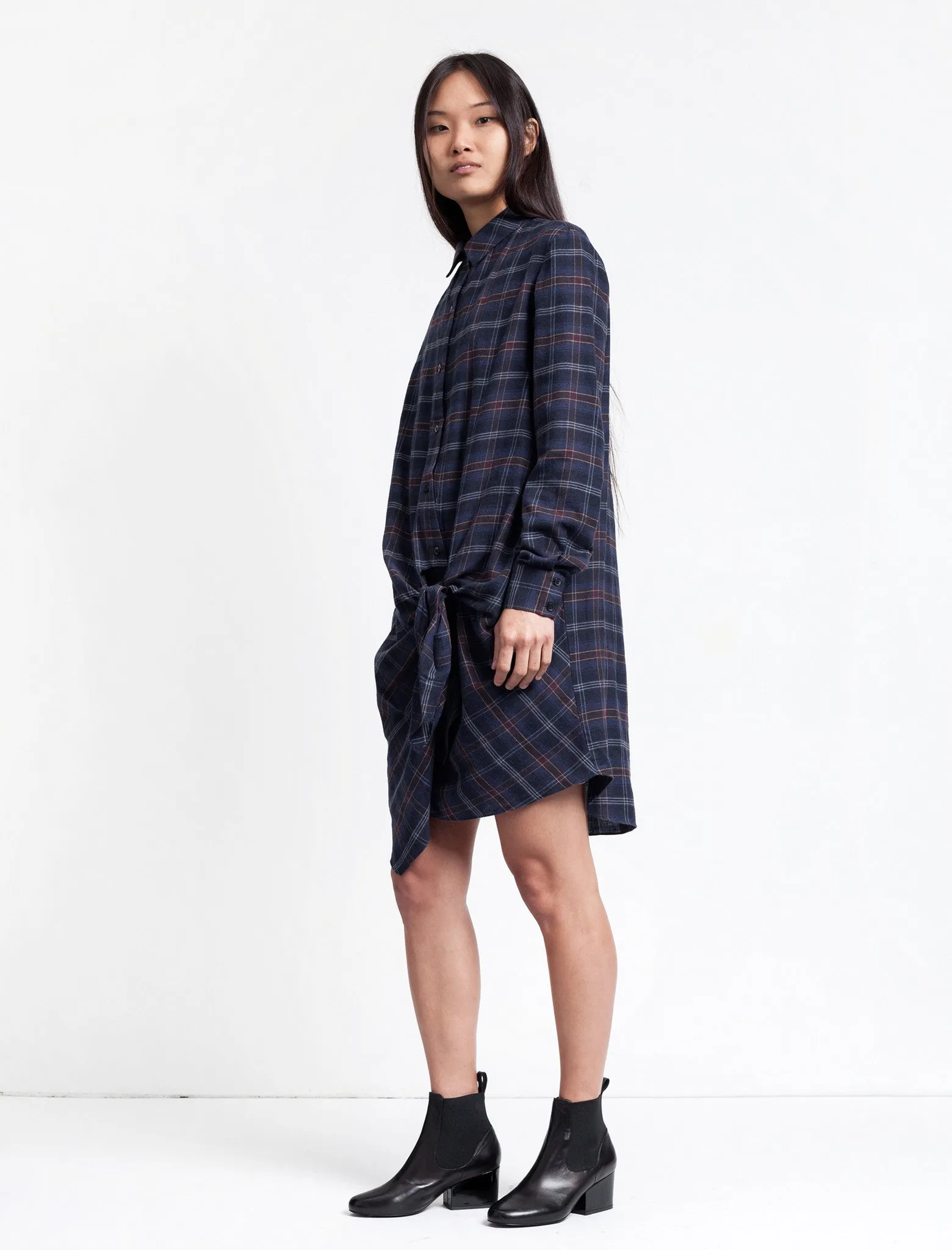 Flannel Side Tie Dress