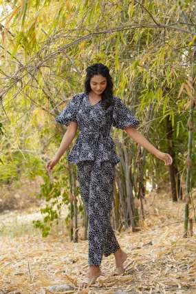 Floral Bouquet on Black Loungewear