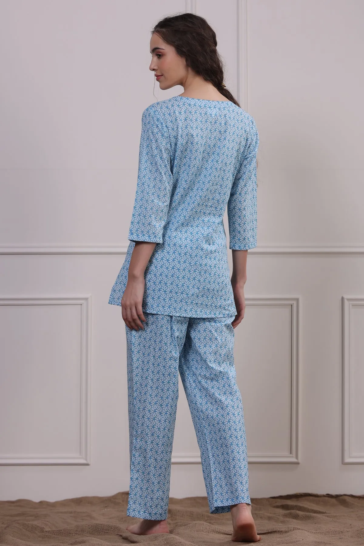 Floral Mosaic on Light Blue Loungewear