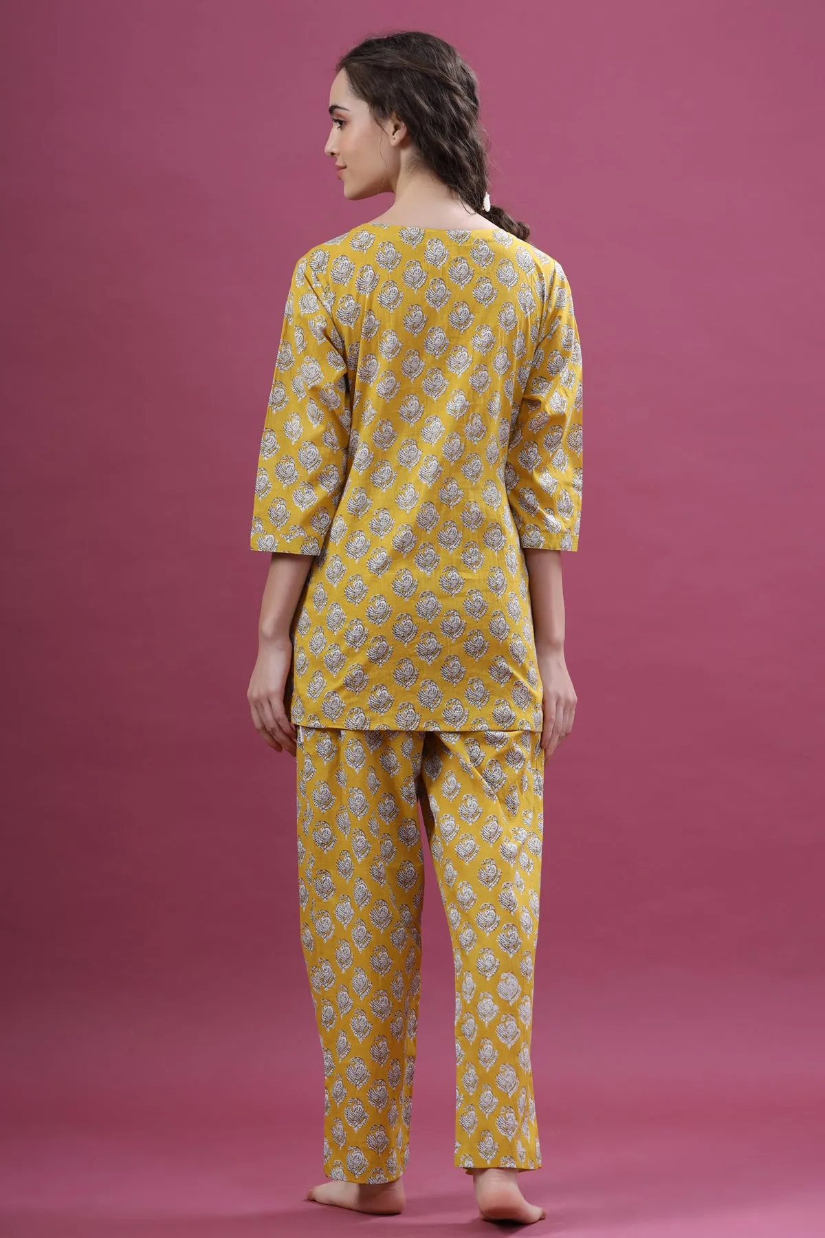 Floral Motifs On Yellow Loungewear