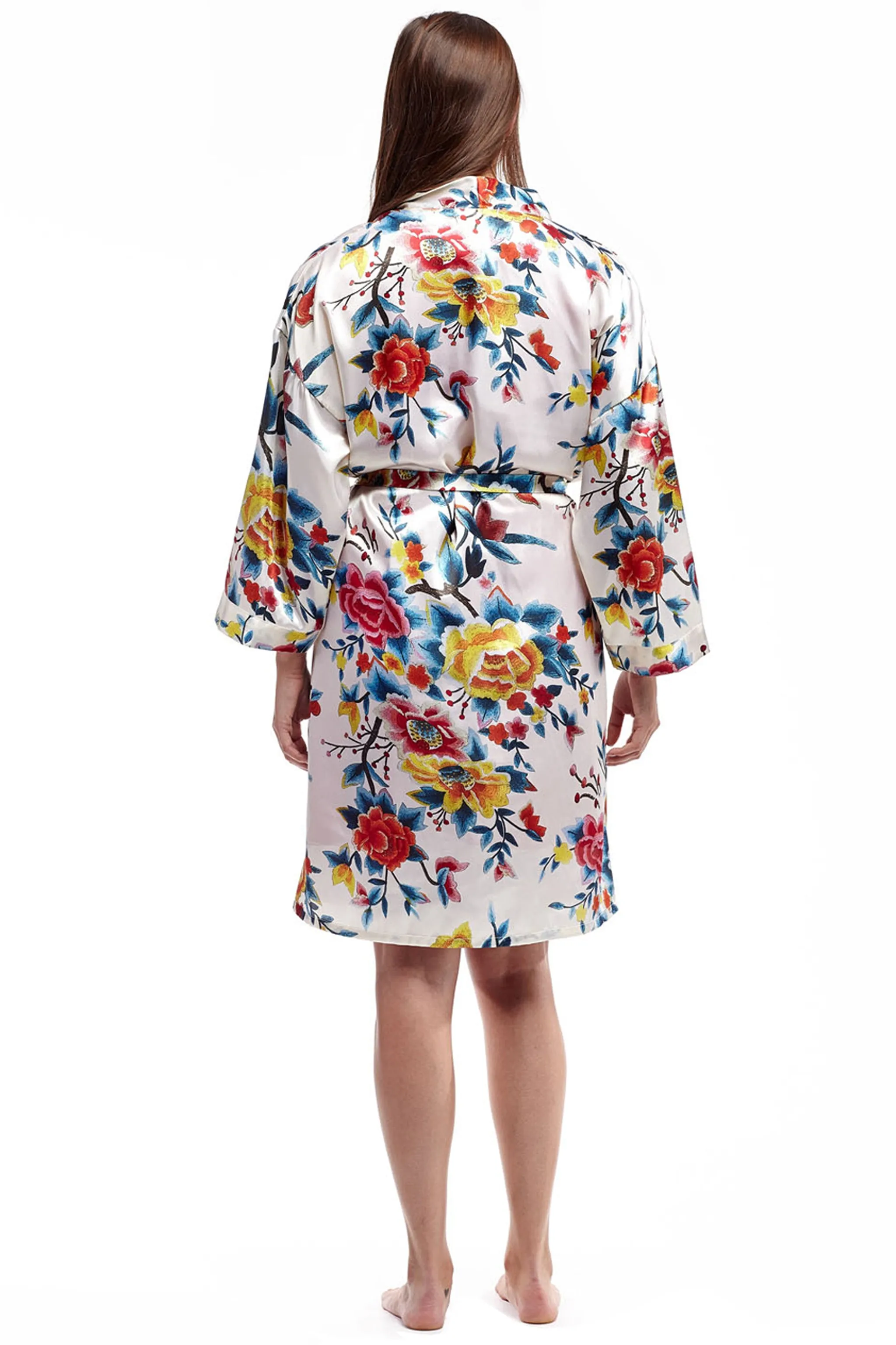 Floral Multi Colored Satin Robe