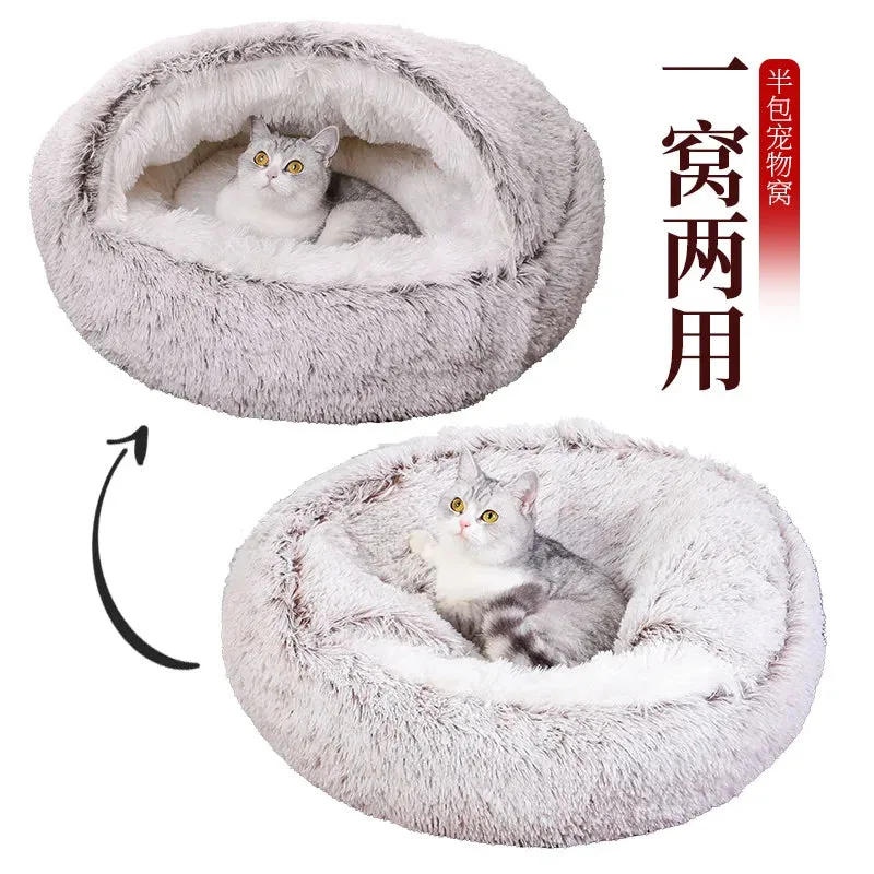 Fluffy Warming pet Cave Bed