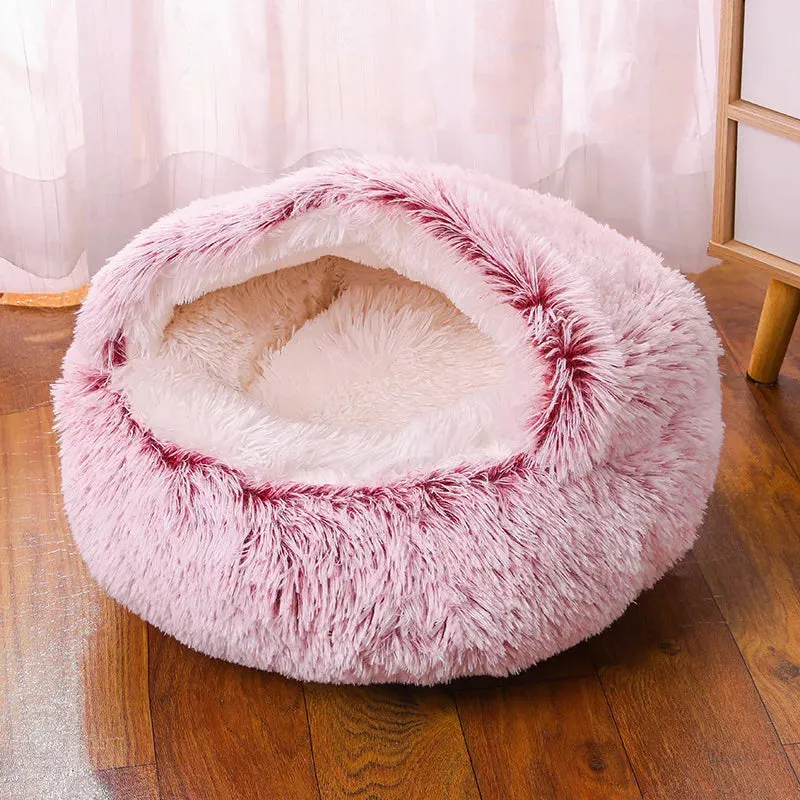 Fluffy Warming pet Cave Bed