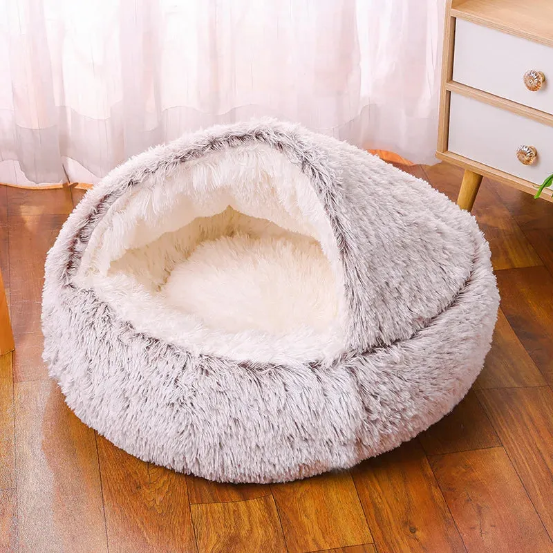 Fluffy Warming pet Cave Bed