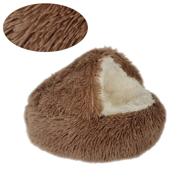 Fluffy Warming pet Cave Bed