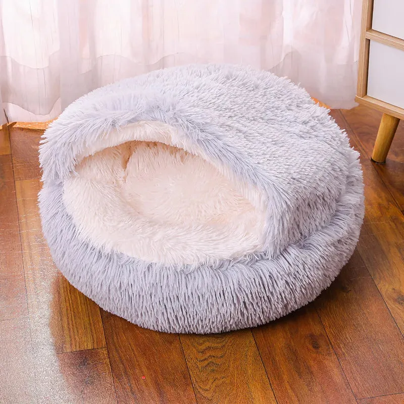 Fluffy Warming pet Cave Bed