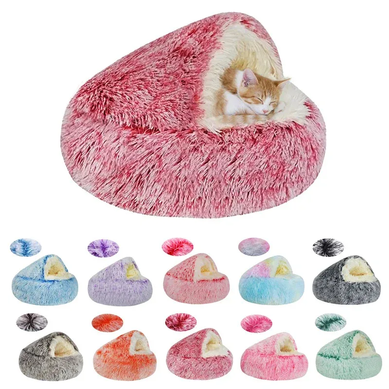 Fluffy Warming pet Cave Bed