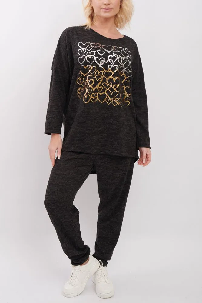 Foil Heart Pattern Co-Ord Loungewear