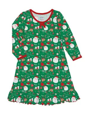 Green HO HO HO Whirl-And-Twirl Long-Sleeve Nightgown