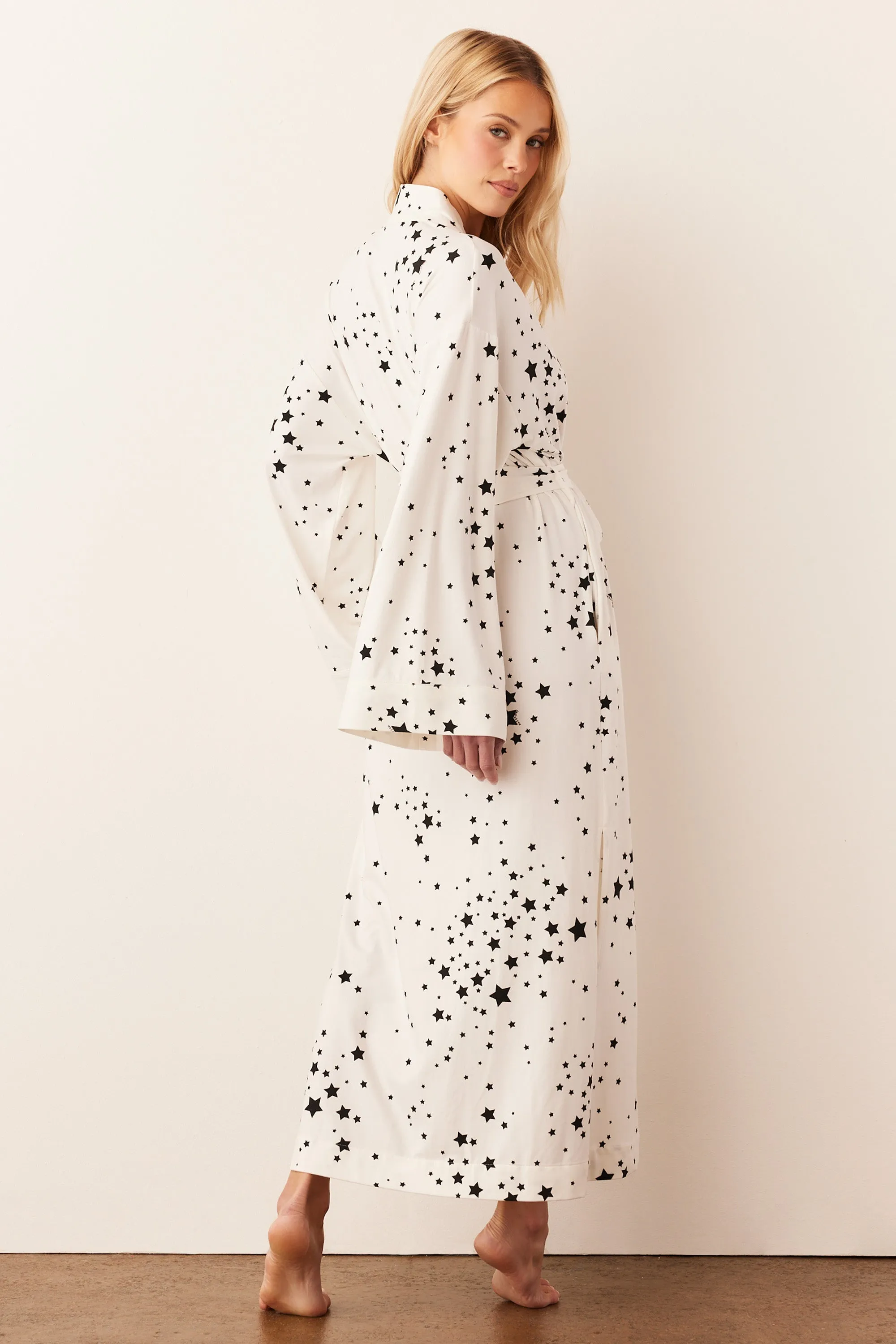 Kaia Kimono Robe | White Stars