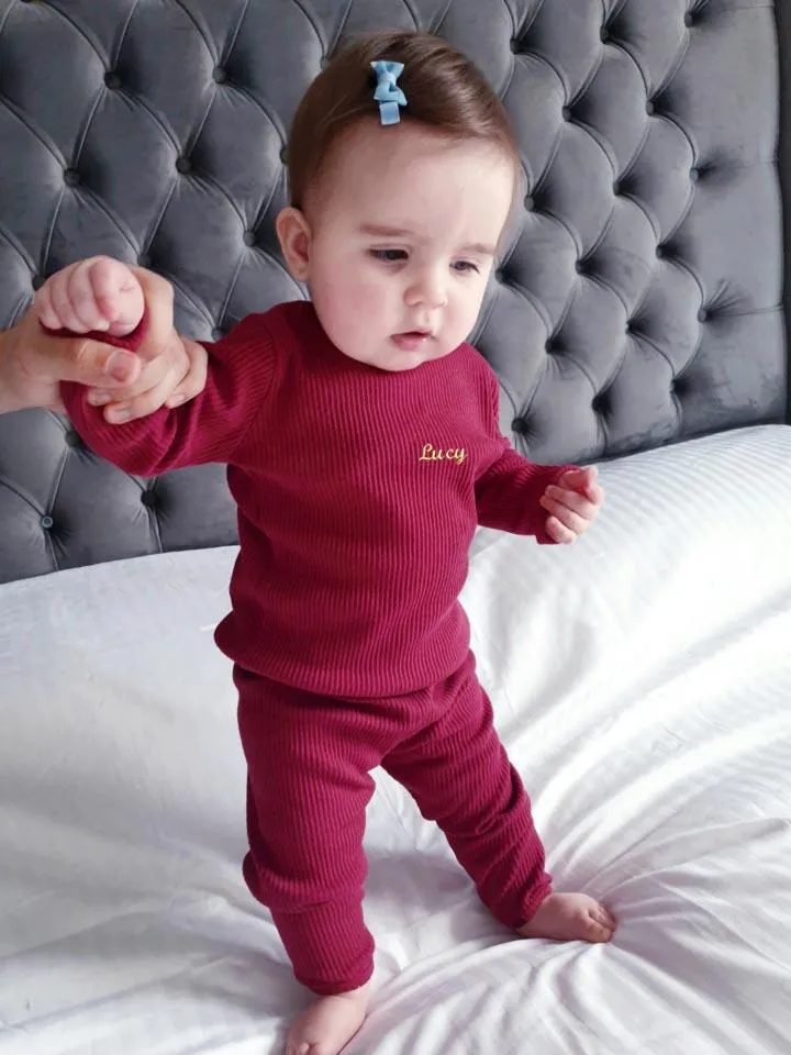 Kids Personalised Unisex Ribbed Jersey Loungewear Set / Mocha