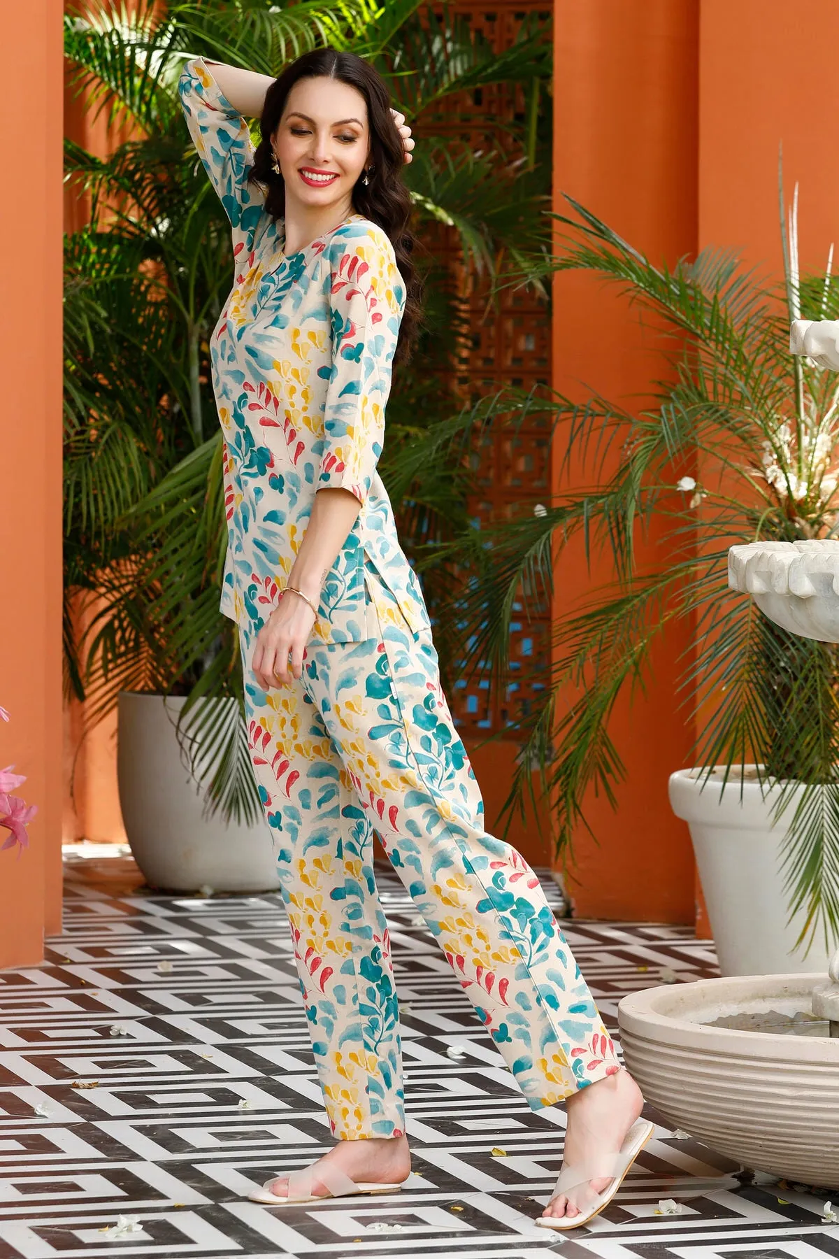 Leafy Lane Cotton Flex Loungewear Set