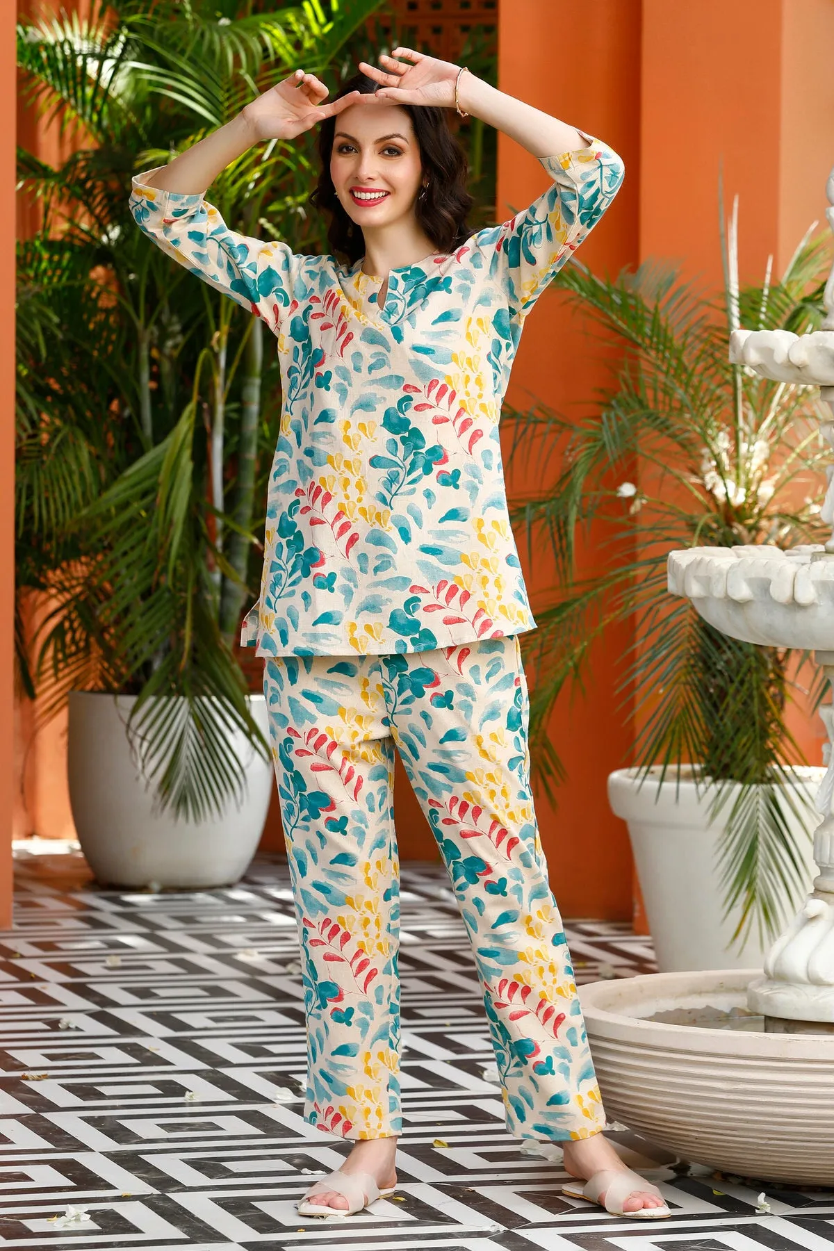 Leafy Lane Cotton Flex Loungewear Set