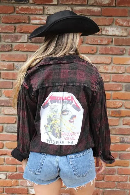 Metallica Acid Wash Cropped Flannel