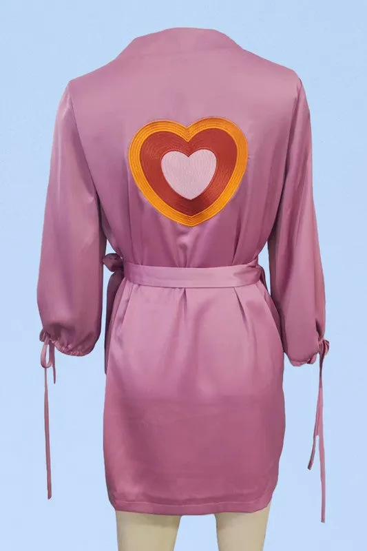 Open Hearts Satin Wrap Robe