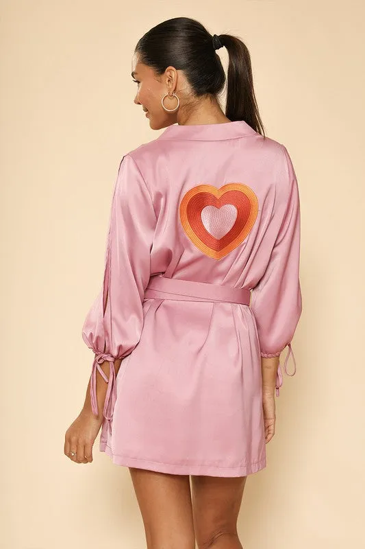 Open Hearts Satin Wrap Robe