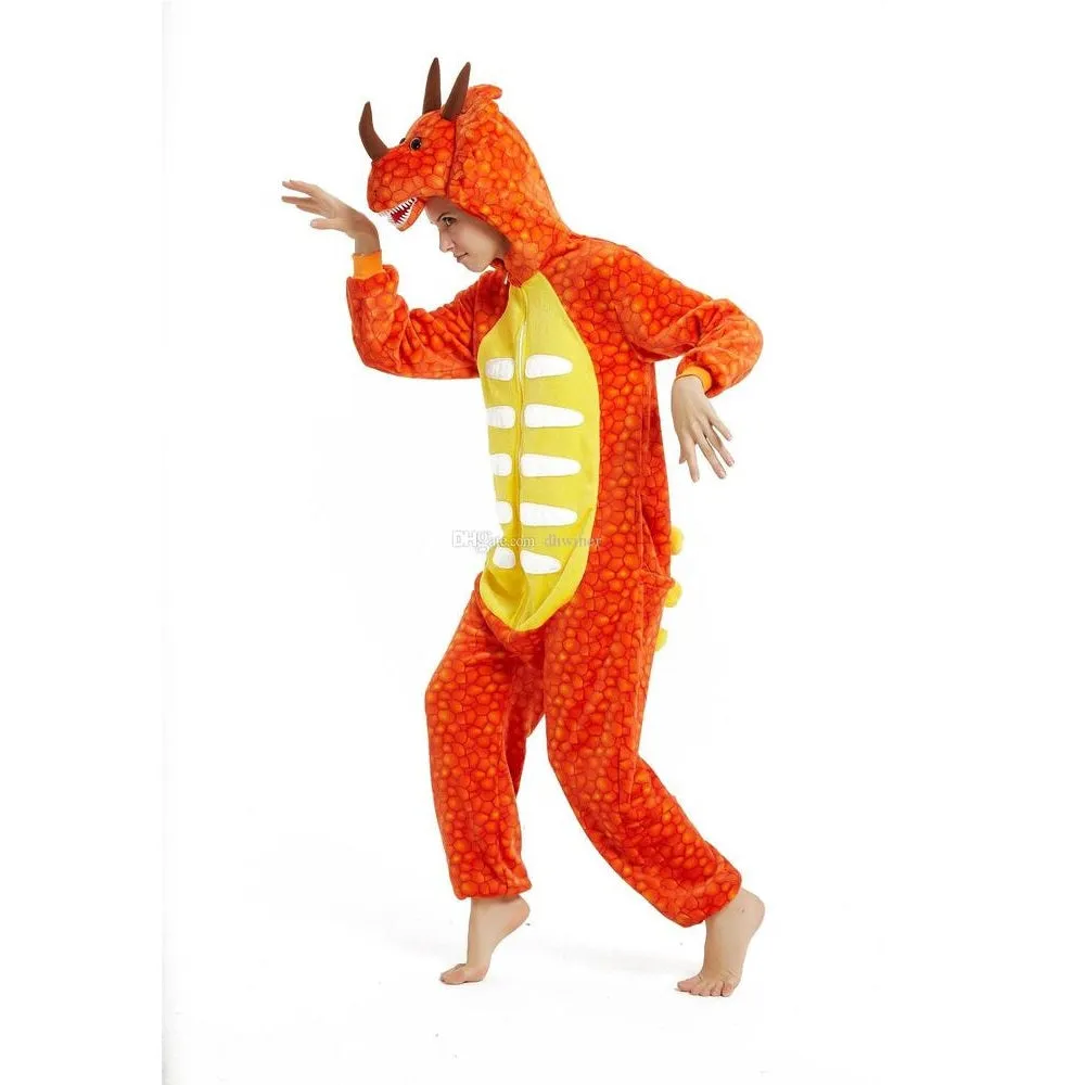 Orange Triceratops Dinosaur Adult Onesie