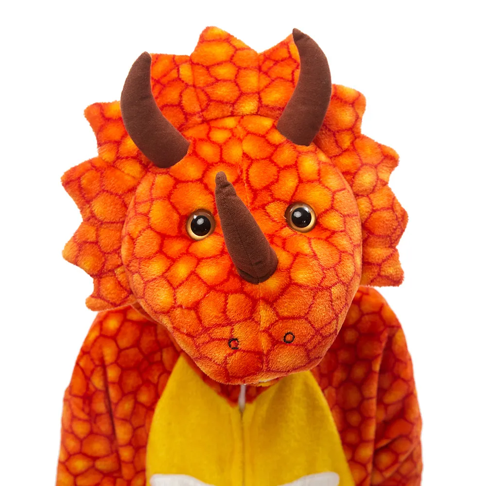 Orange Triceratops Dinosaur Kids Onesie