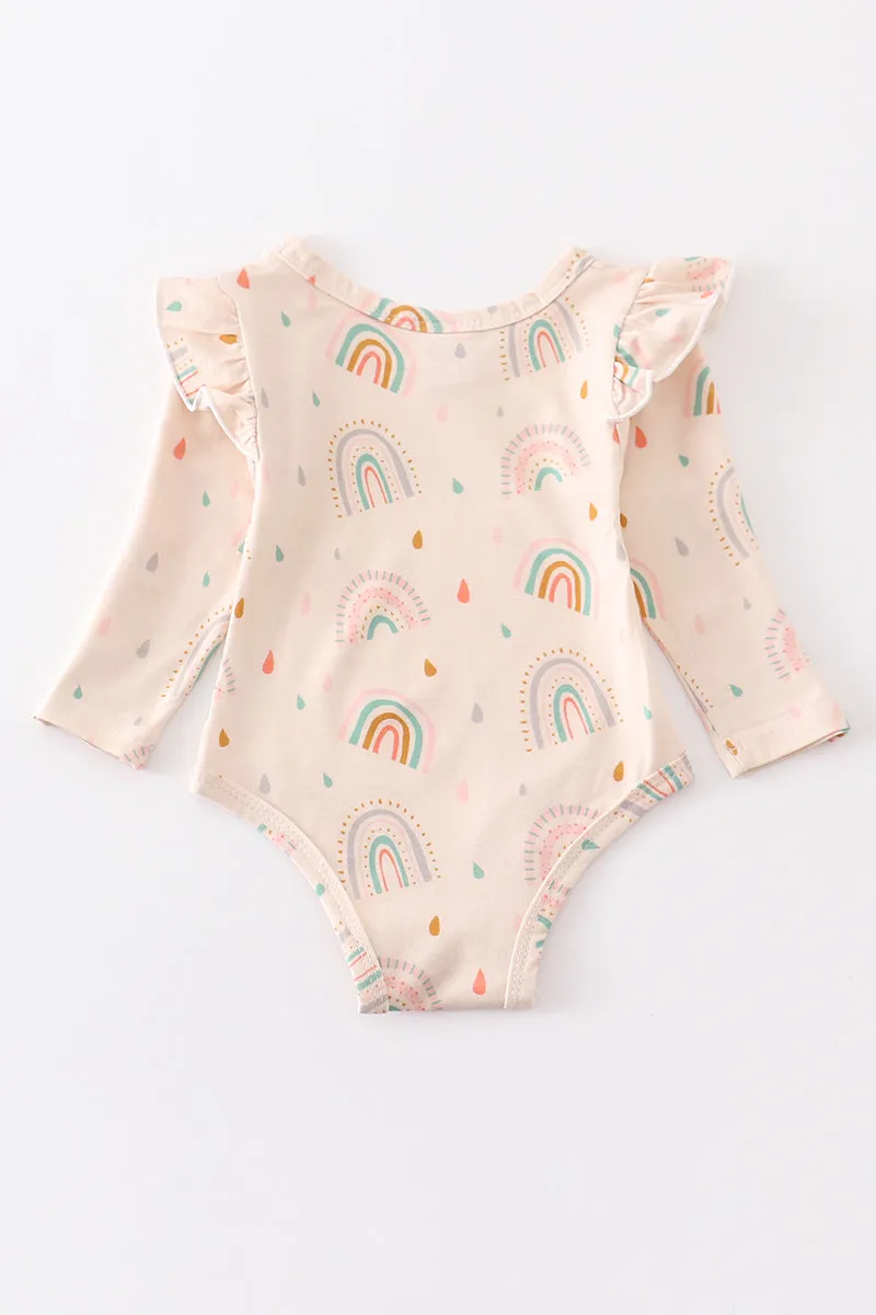 Rainbow ruffle baby onesie