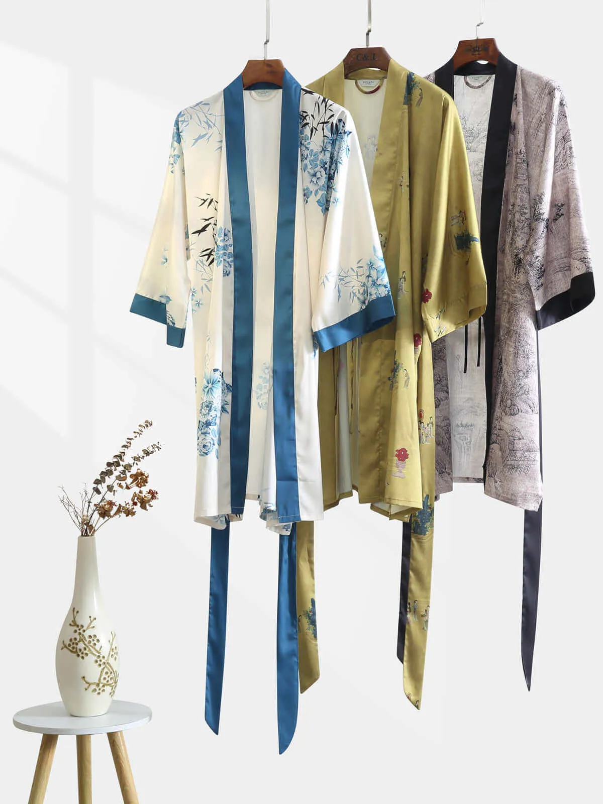 Short Kimono Robe bamboo