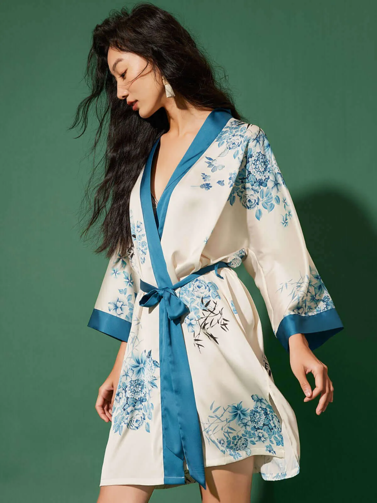 Short Kimono Robe bamboo