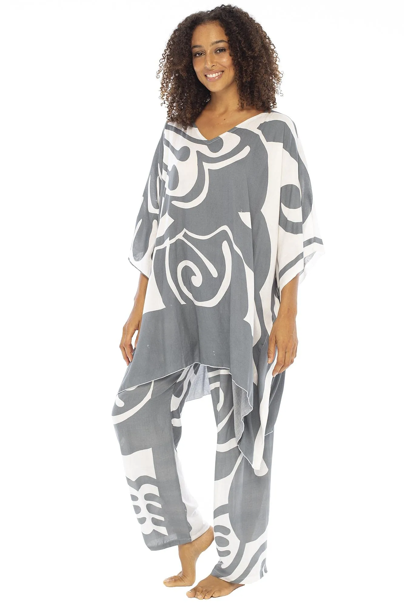 Women's Loungewear 2 Piece Lounge Set with Poncho Tunic and Pants