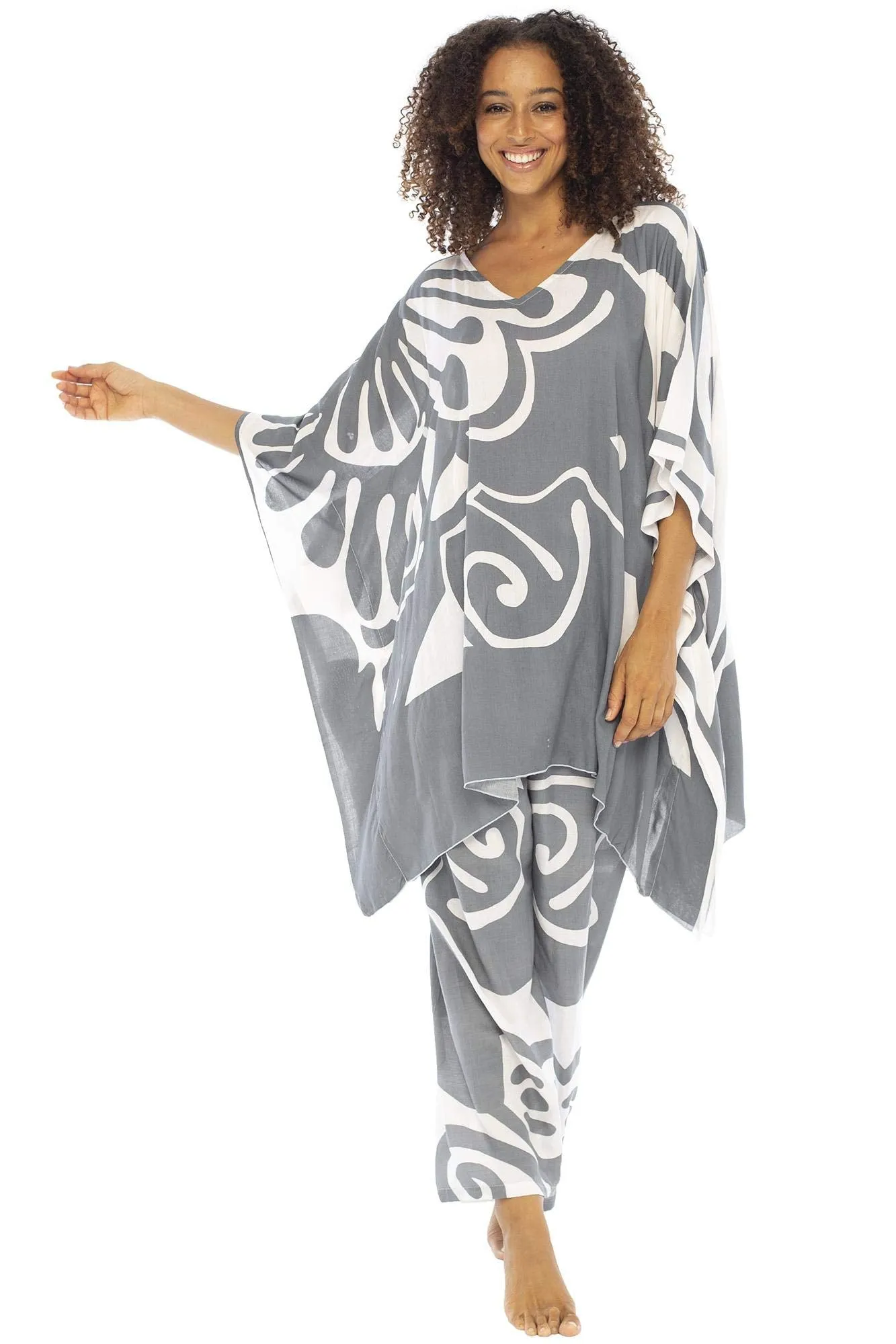 Women's Loungewear 2 Piece Lounge Set with Poncho Tunic and Pants